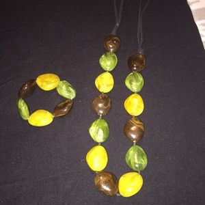 Necklace and Bracelet set marble stone